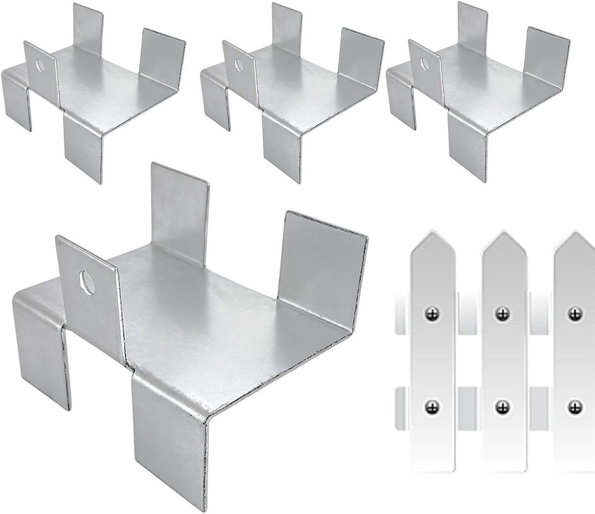 Hekrailhouder Set - Anti-klap Bevestiging - Hek Stabiliseren - Montage Zonder Boren - 4 Delig - Metaal