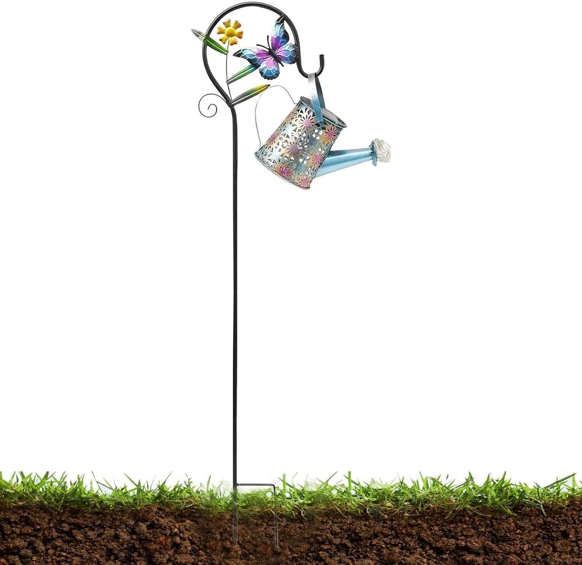 Gieter met Verlichting - Tuinlamp Gieter - Tuin Decoratie - Opengewerkt Metaal Design - 83.5 cm - Uniek