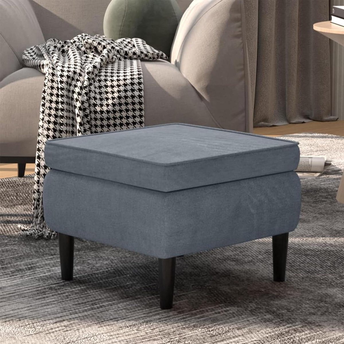 Voetenbankje - Poef Hocker - Voeten Ontspannen - Zachte Bekleding - Compact Formaat - Donkergrijs