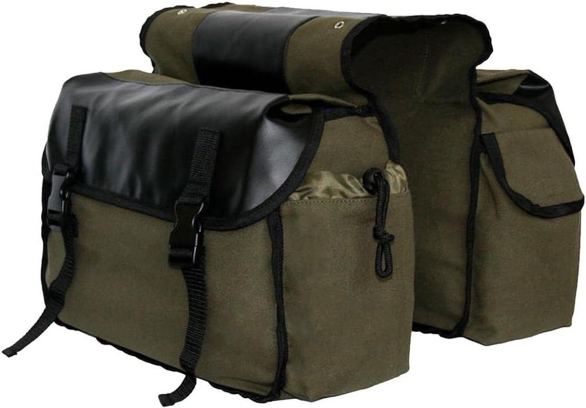 Dubbele Fietstas - Fietstas Zakken - Fietsen Boodschappen - Waterdicht Canvas - 30-40L - Legergroen