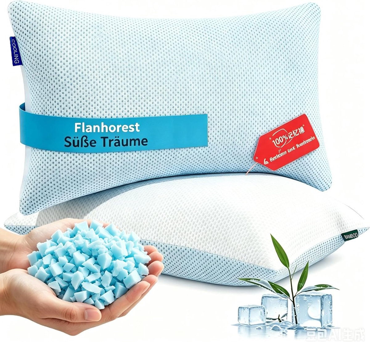 Thijox - Flanhorest Traagschuim Bedkussen Set van 2, Verstelbaar Warm Comfort Kussen, Hoofdkussen voor Rug-, Zij- en Buikslapers, Queensize met 1,5 kg