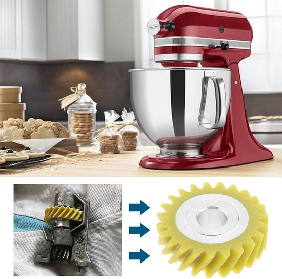 SnelShoppen - Mixer Worm Gear Vervanging Geel met 2 Koolborstels voor Keukenmixers - Geschikt voor 5KSM150, 5KSM45, 5KSM90, 5KSM125, 5KSM175, 5KSM185, — afbeelding 4