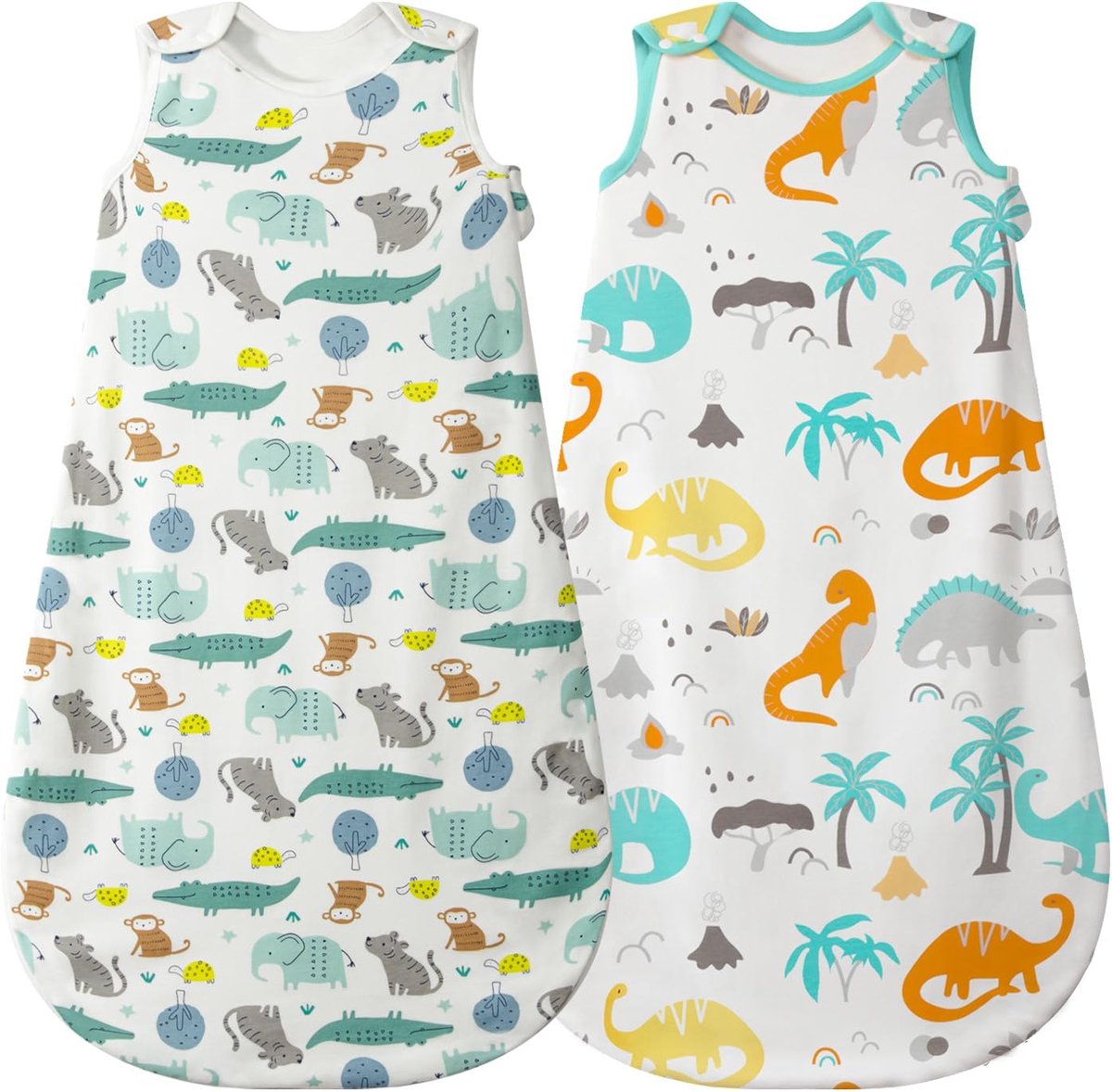 SnelShoppen - Baby Slaapzak Zomer 2-Pack Schattige Dier Cartoon Wasbare Dekens 0.5 TOG Voor Meisjes en Jongens Draagbare Dekens Maat M (6-12 maanden)