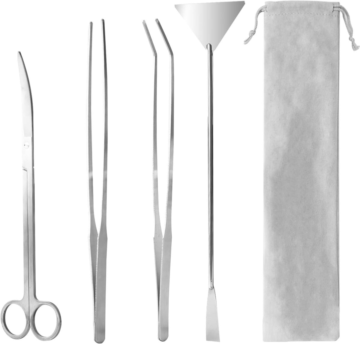 SnelShoppen - 4-in-1 Aquascaping Tool Set - RVS Aquarium en Terrarium Scharen, Tweezers, Spatel - Perfect voor Aquascape en Plantenverzorging