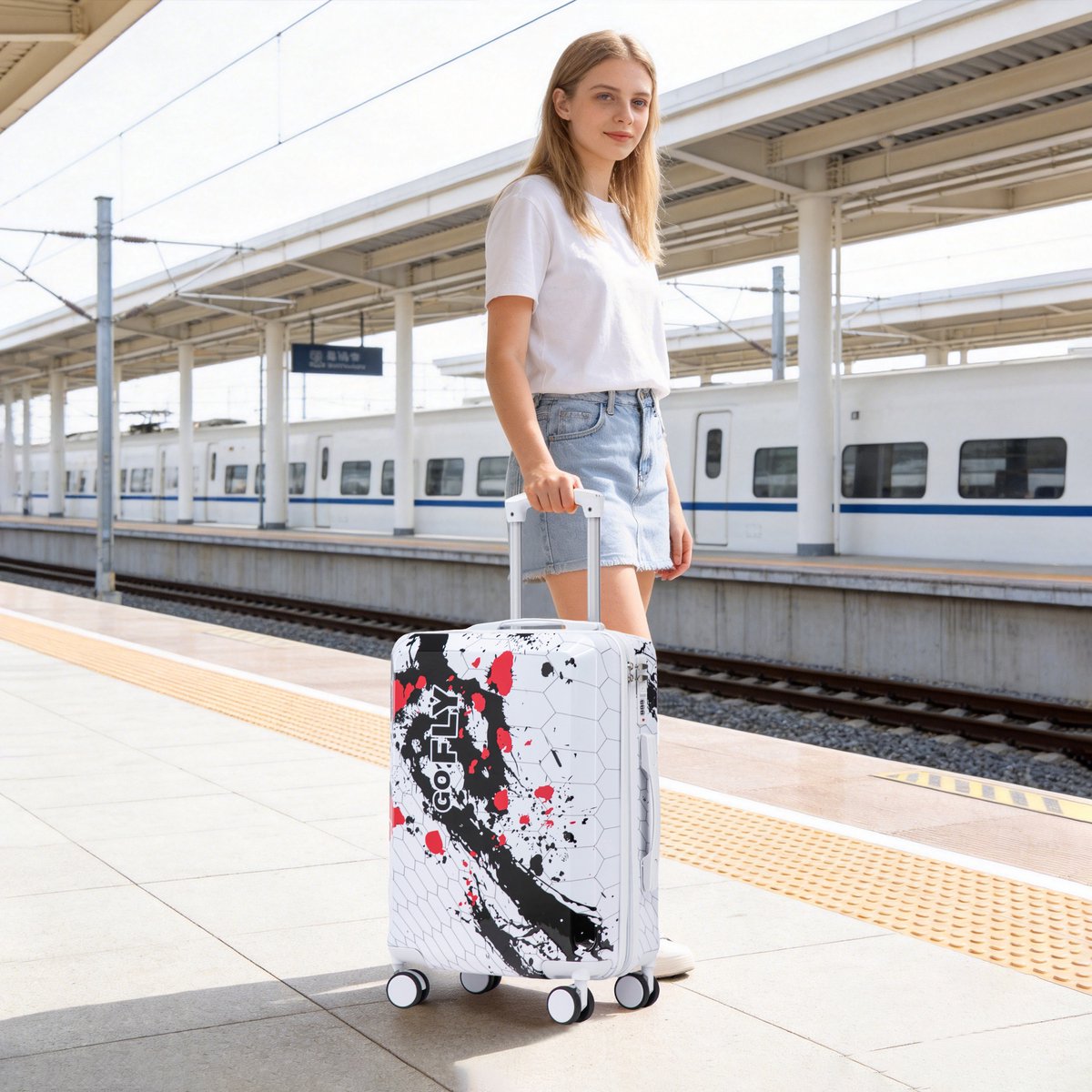 Reiskoffer Handbagage – 56 cm – Hardcase Van PC – Zwart – Met Cijferslot En 360 Graden Dubbele Zwenkwielen Voor Korte Reizen