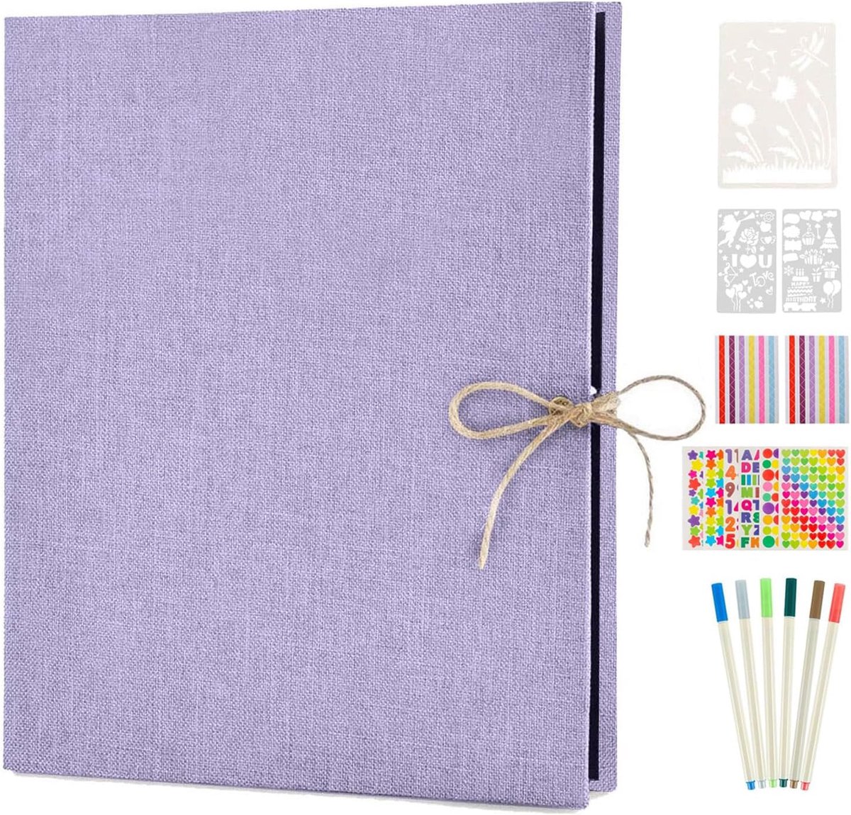 SnelShoppen - Fotoalbum voor DIY, Zwart Pagina's Scrapbook A4, Herbruikbaar Linnen Foto Boek, Gastenboek, 30 Bladen, Paars, Voor Verjaardagen en Speci