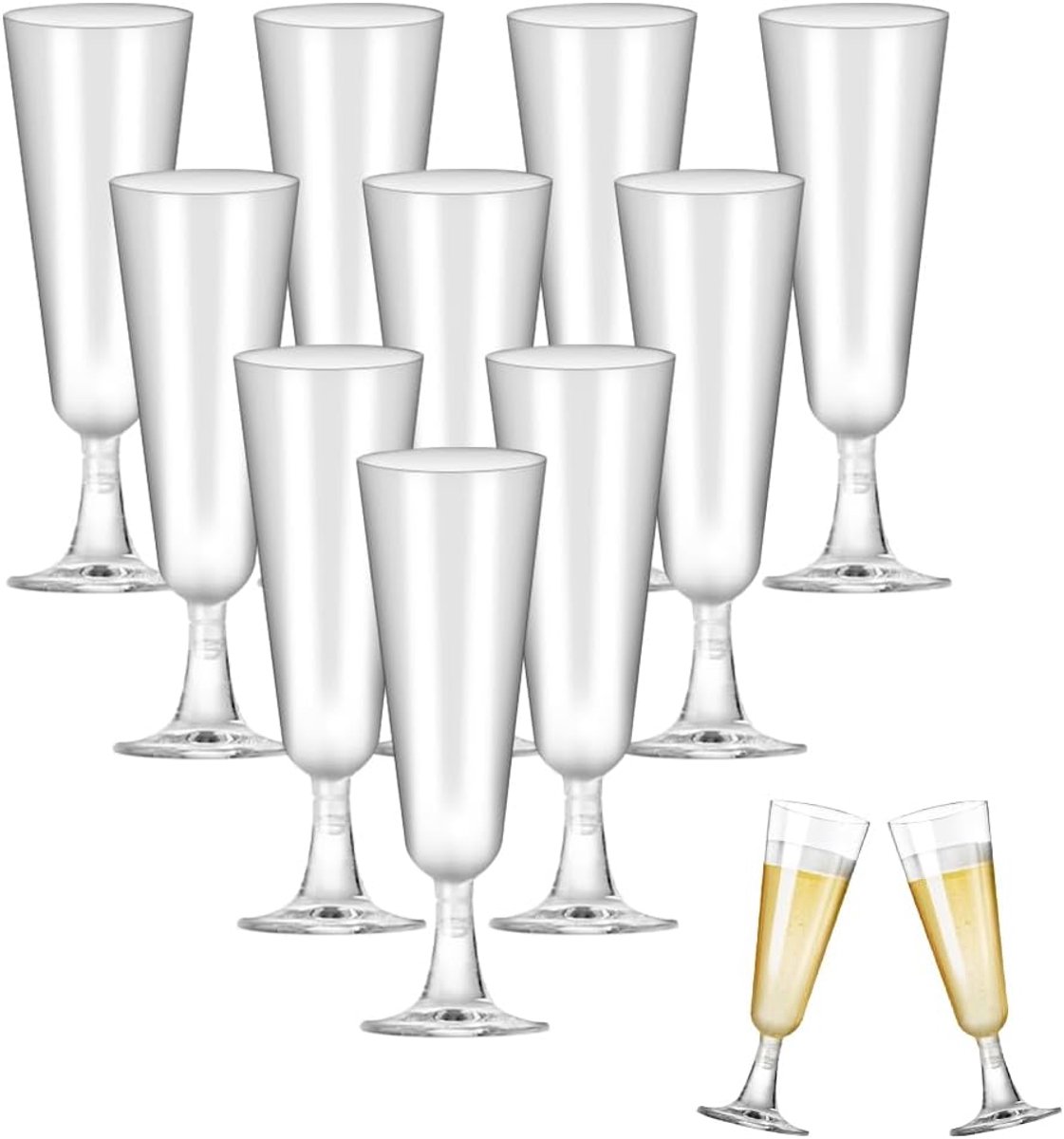 SnelShoppen - 25 Plastic Champagne Glazen, Herbruikbaar, 160 ml, Kleine Transparante Mimosa Glazen met Voet voor Feesten, Bruiloften, Recepties, Tuin,