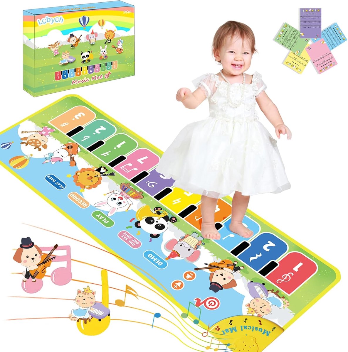 Thijox - Baby Muziek Mat Piano Mat met 8 Muziekinstrumenten, Keyboard Kids Dance Mat, Kleurige Speelgoed Cadeau voor Peuters Jongens Meisjes, Leuke Sp