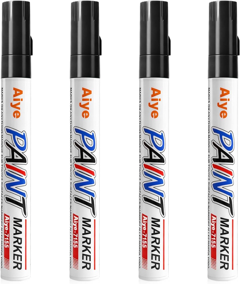 SnelShoppen - Pack van 4 Sneldrogende Verfmarkers, Permanente Stiften, Waterdichte Pennen, Fijne Ronde Punt 2 mm, Voor Karton, Plastic, Hout, Metaal,