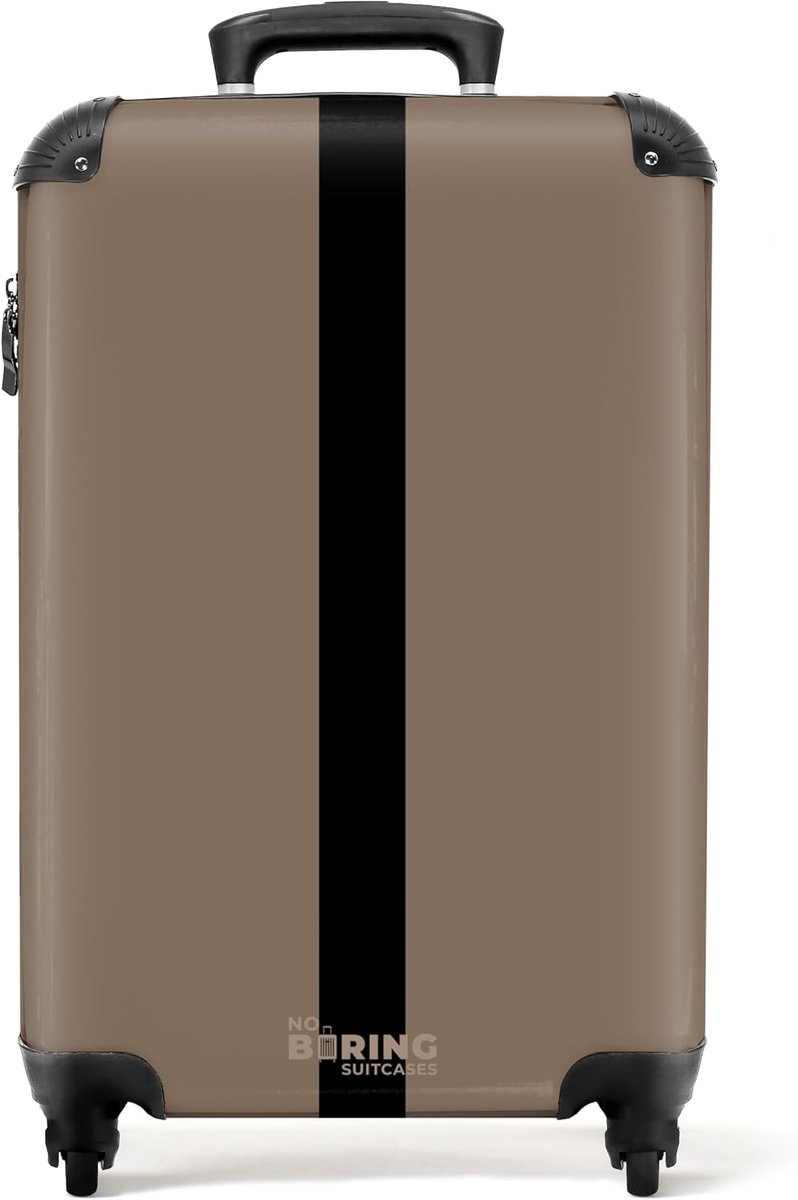 SnelShoppen - Cabin Luggage Koffer 55x35x25 cm, Lichtgewicht Trolley met Wielen, Handbagage Koffer Beige met Strepen, Hardcase Reis Koffer voor Vliegt