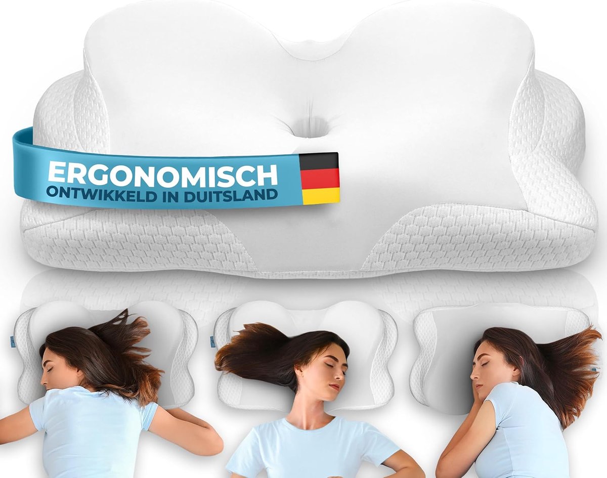 SnelShoppen - Ergonomisch Kussen - Geheugen Foam Hoofdkussen - Verstelbaar Nekrol Kussen - Wit - Perfect voor Zijslapers