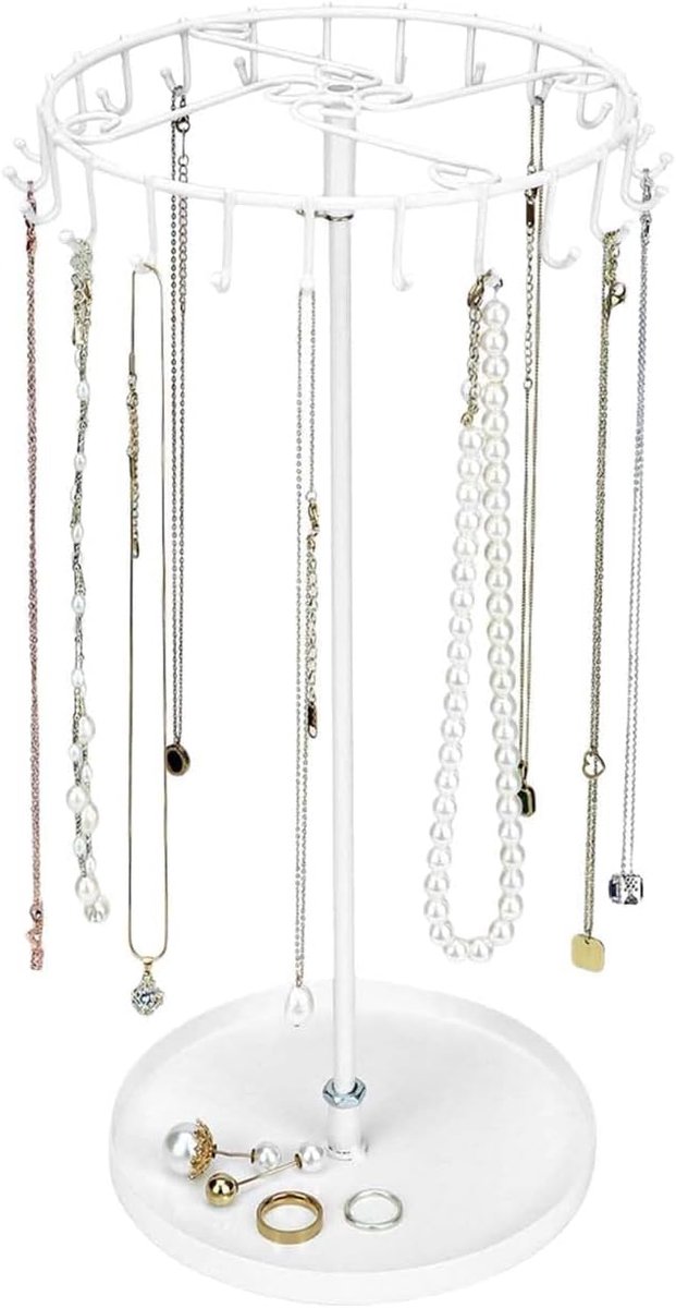 SnelShoppen - Rotating Jewellery Stand met 23 Haken - Hangende Sieraden Organiser - Geschikt voor Kettingen, Armbanden en Accessoires - Swivel Design