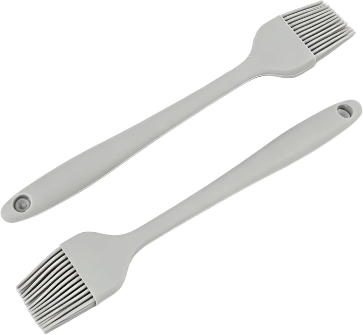 SnelShoppen - Siliconen Keukenkwast Set van 2 - Hittebestendige Bakborstel 20,5 cm - Grijs - Perfect voor Marineren, Olie, Boter, Ei - Keuken Accessoi