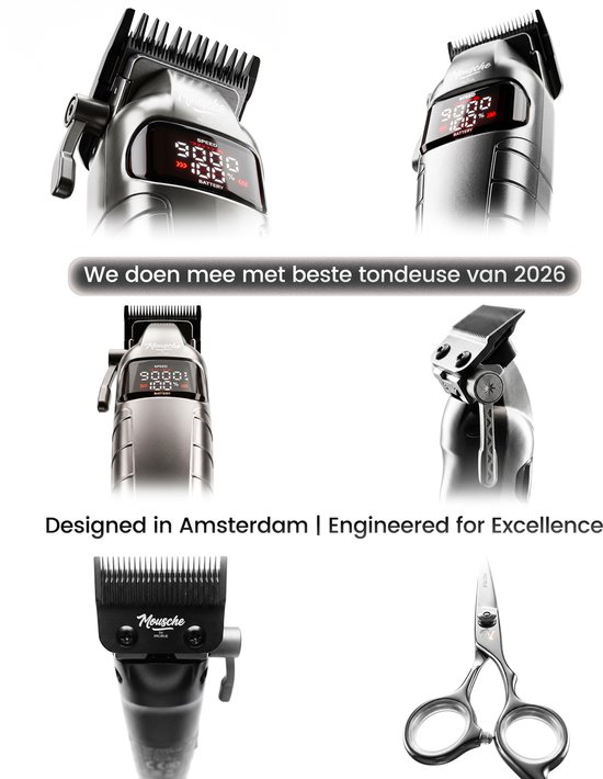 Tondeuse Mannen Hoofdhaar 9100 RPM - Kappersset 20 Delig - Trimmer voor Hoofd & Baard - Haartrimmer Set met Kappersschaar