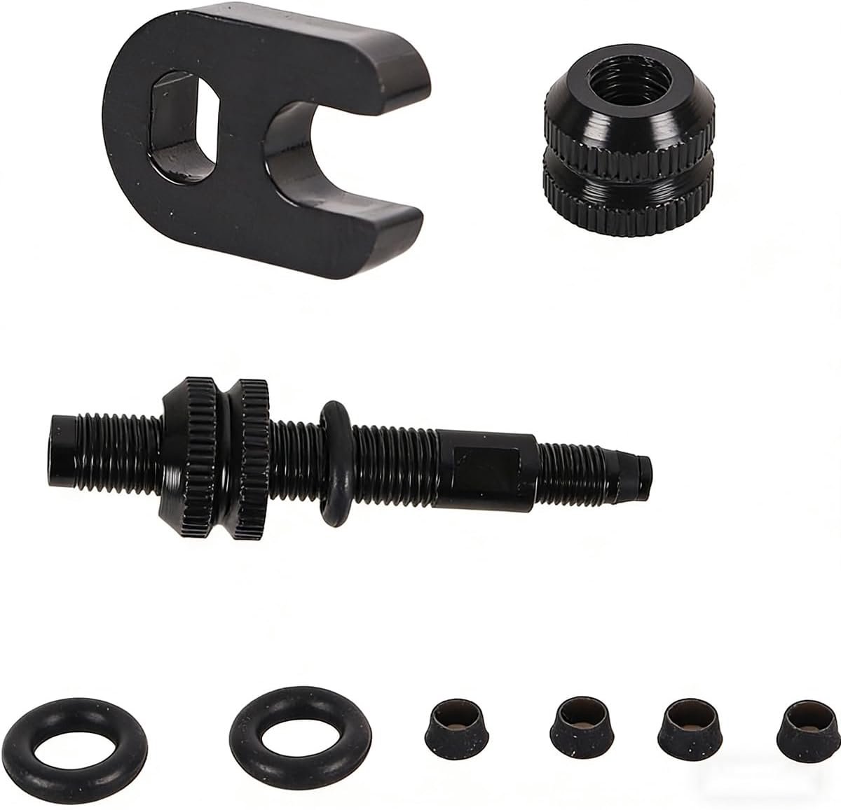 SnelShoppen - 2 x Tubeless Fietsventiel Set, Presta Ventielen met Verlengingen, Dubbele Seal, 50 mm, Zwart, Aluminium, Geschikt voor Racefietsen en MT