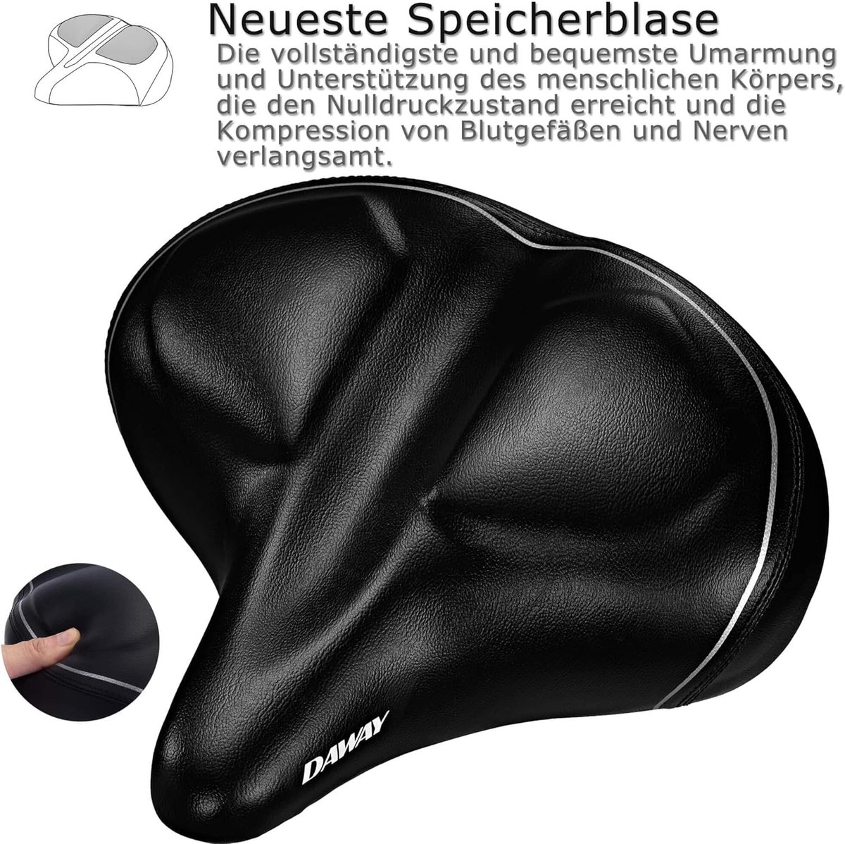 SnelShoppen - Comfortabele Fiets Zadel met Extra Zachte Geheugen Schuim, Universele Vervangingszitting voor Fiets, MTB, E-Bike, Stadsfiets, en Racefie