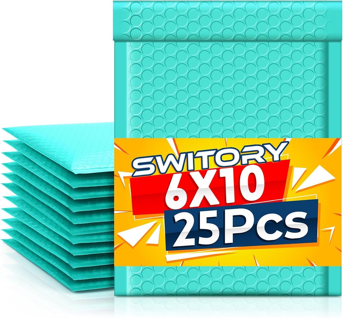 SnelShoppen - 25 Stuks A5 Padded Bubble Mailers - Teal Polymailer Zakjes - Zelfklevend, Scheurvast, Verzending, Verpakking, 15.2cm x 22.9cm
