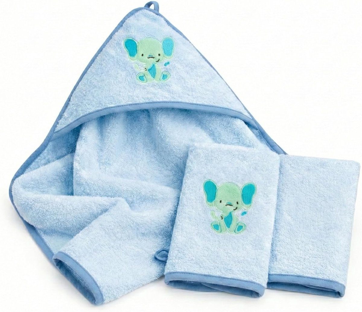 SnelShoppen - Baby badcape set met 2 washandjes, OEKO-TEX 100, zacht terry, 80x80 cm, ideaal voor baby verzorging, hooded towel, baby baden, cadeau
