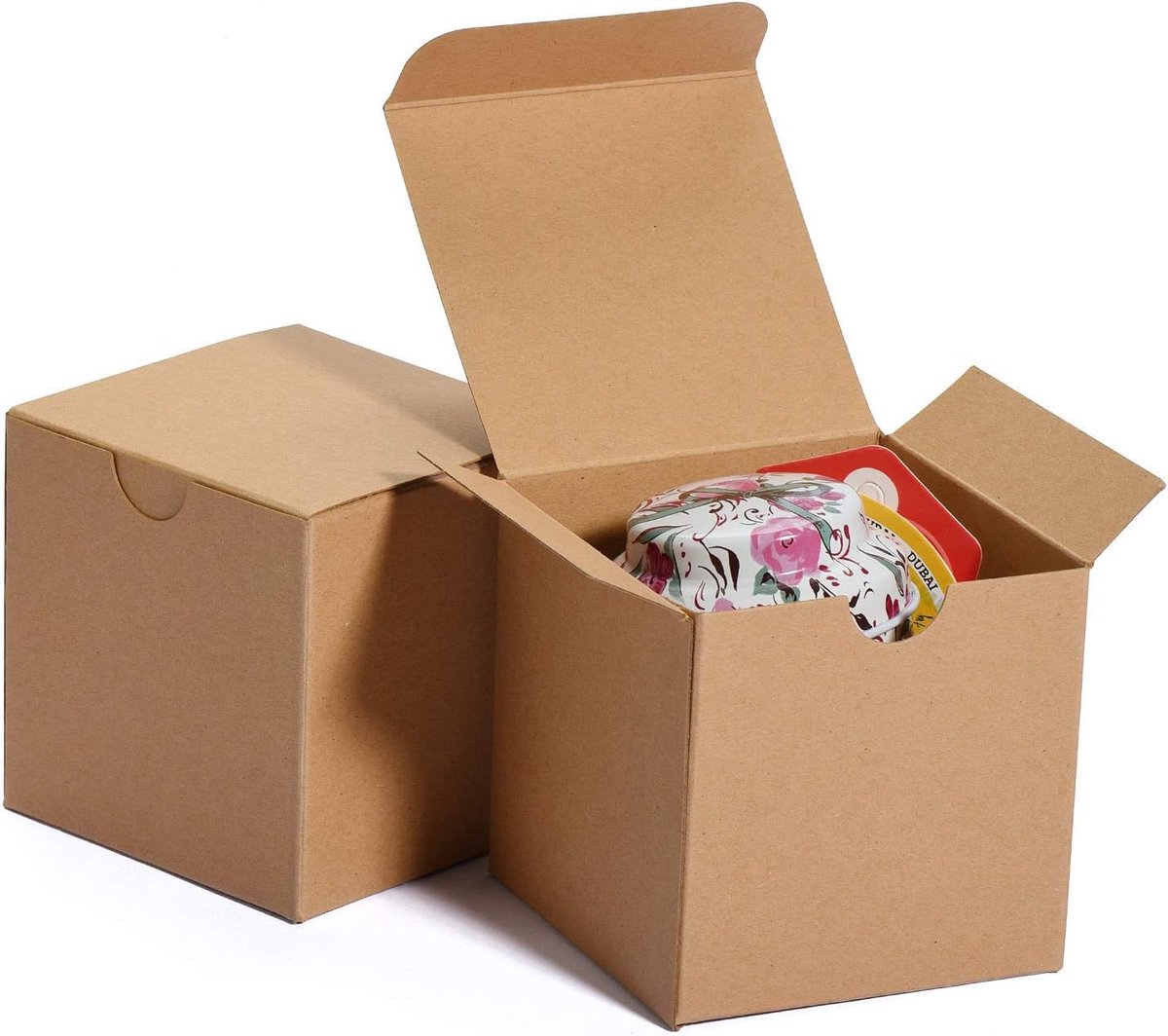 SnelShoppen - Pack van 50 Kraft Paper Gift Boxes 7.5x7.5x7.5 cm - Bruine Cadeau Dozen met Deksel voor Feesten, Trouwen, Ambachten & Kleine Cadeaus