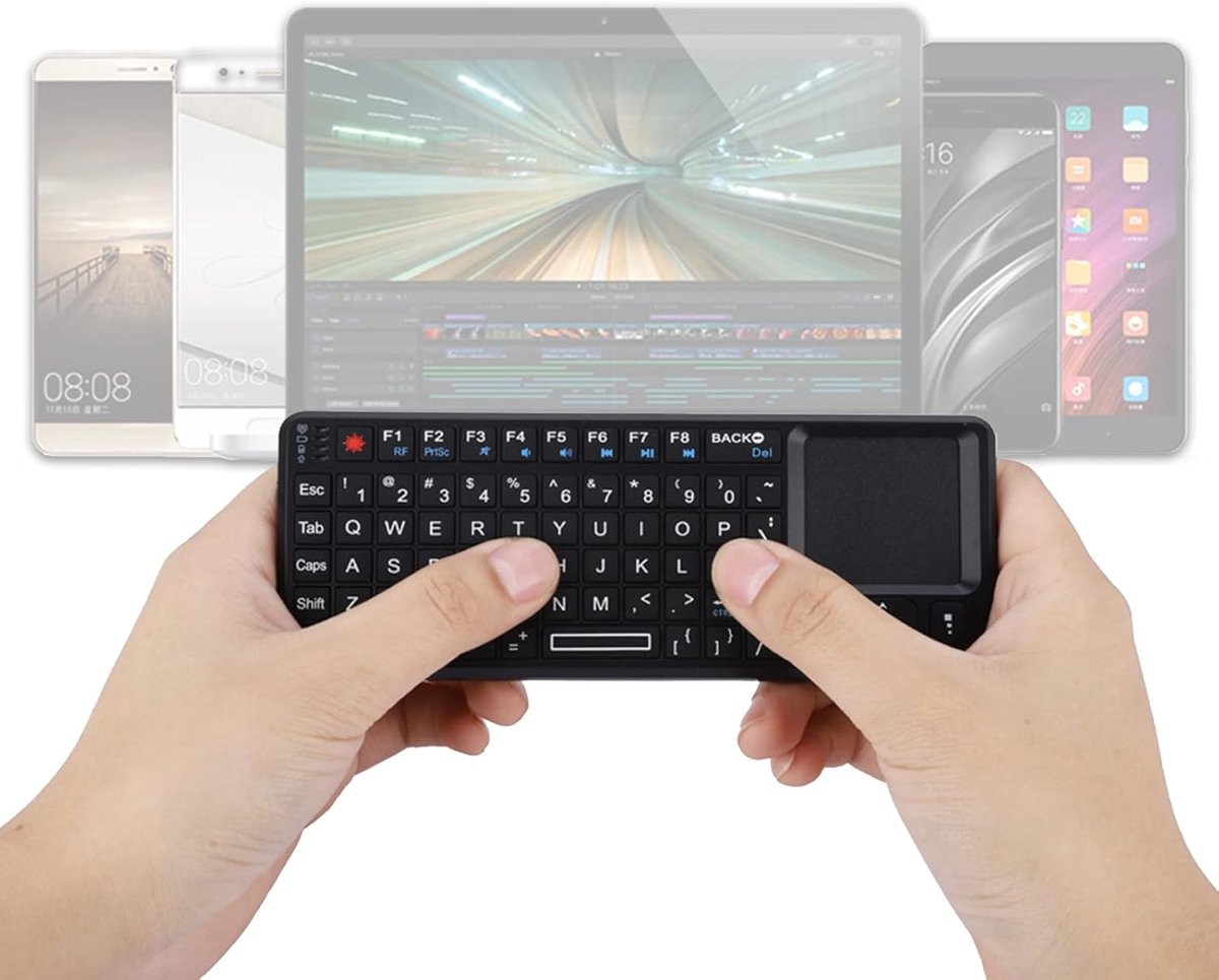 SnelShoppen - Mini Draadloos Toetsenbord met Touchpad, 2.4G USB2.0, 69 Verlichte Toetsen, Ideaal voor PC, TV, Laptop, Gaming, Thuisgebruik