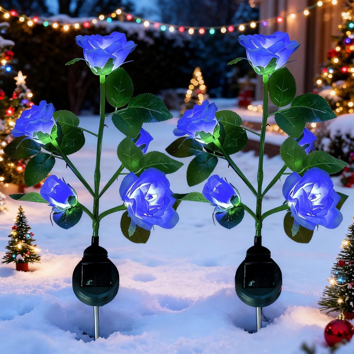 SnelShoppen - Solar Tuinverlichting LED Rozenlampen met Grote Bloemen en Breder Zonnepaneel, Waterdichte Decoratieve Rozenverlichting voor Tuin, Gazon