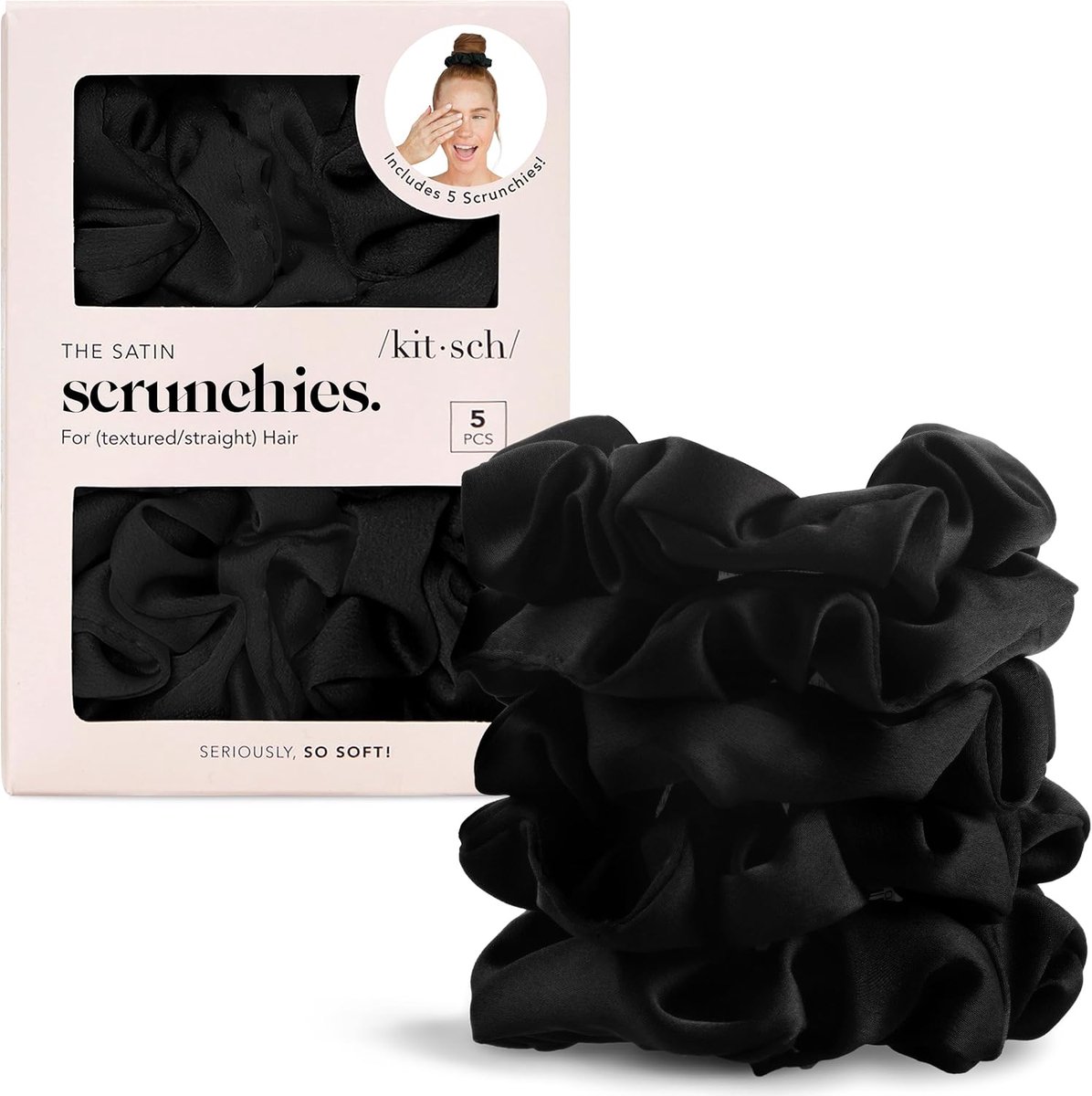 SnelShoppen - Kitsch Satin Scrunchies - Softer than Silk Haarbanden voor Vrouwen - Luxe Haaraccessoires - Ideaal voor Dikke Haar, Feest, en Dagelijks