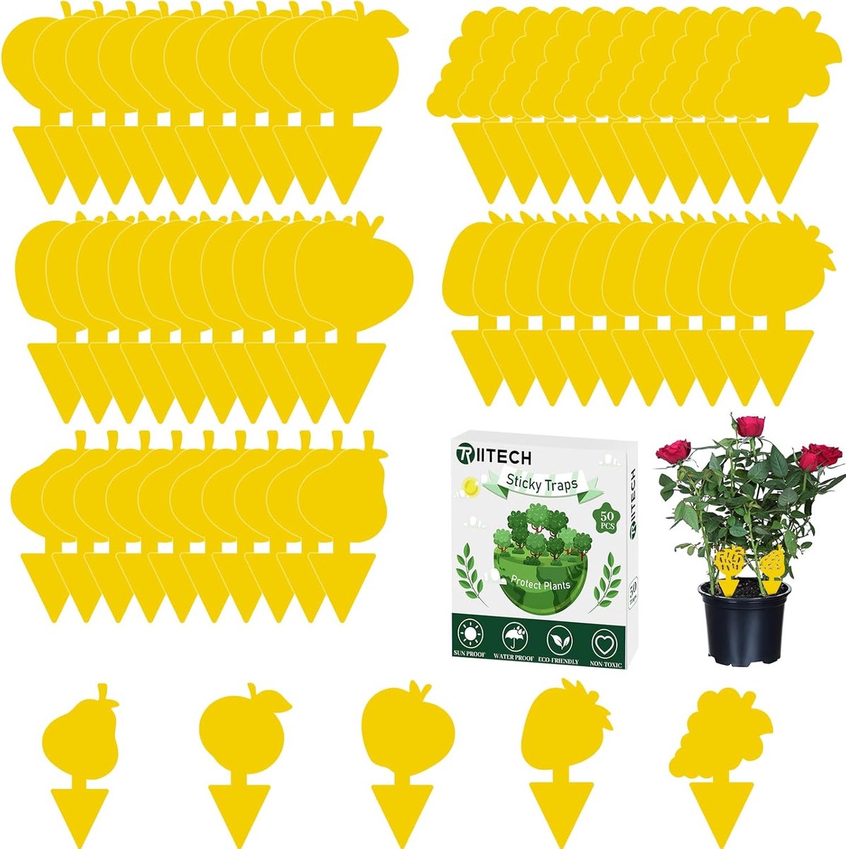 SnelShoppen - 50 Stuks Fruitvlieg Traps - Plakvliegen Stickers - Effectieve Insectenvallen voor Binnen en Buiten - Niet Giftig en Geurloos - UV-besten