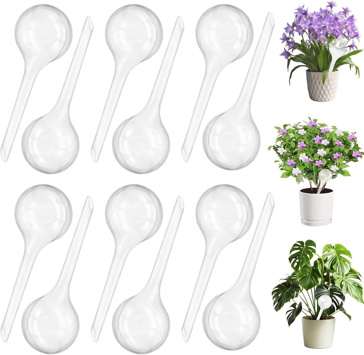 SnelShoppen - Pack van 12 Watergeefballen voor Planten - Transparante Plastic Irrigatieballen 13 x 5 cm - Ideaal voor Huiskamerplanten en Tuinplanten