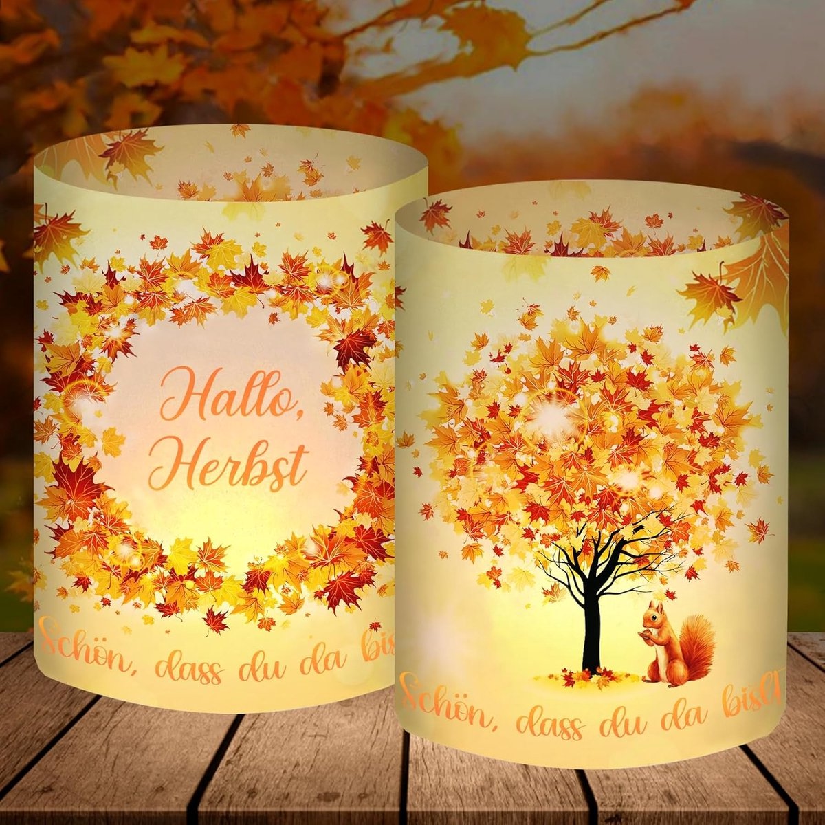 Windlicht Tafeldecoratie voor de Herfst - 12 Stuks