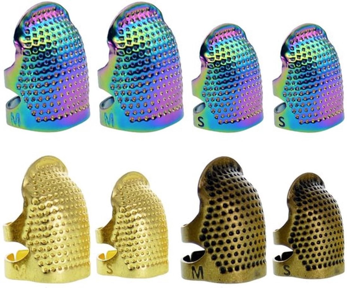 8 stuks vingerhoedvingerhoeden, naaivingerhoed, gebreide vingerhoed, vingerhoedbescherming, antieke metalen vingervingers, die worden gebruikt om te voorkomen dat naaldenuiteinden bij het naaien aan