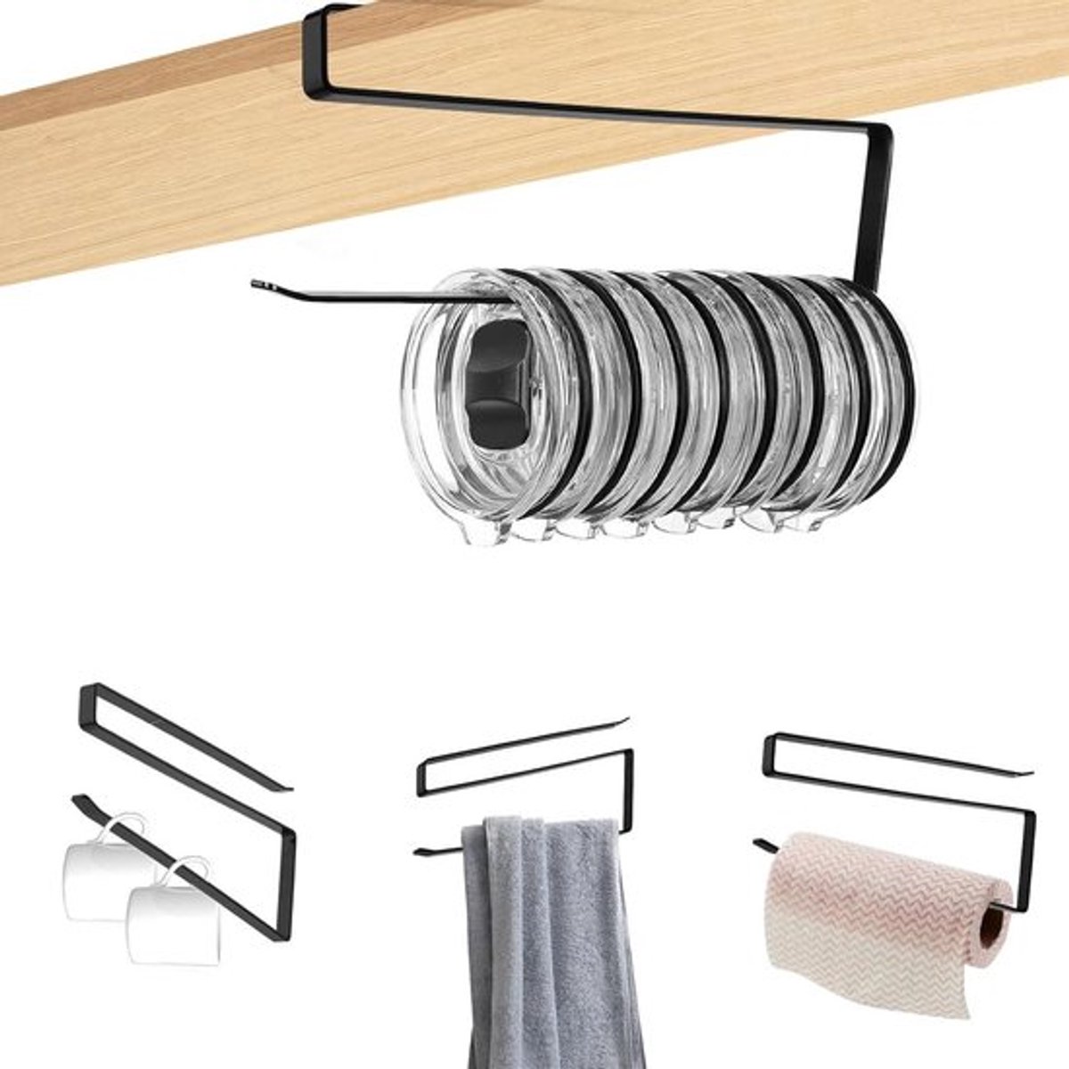 Keukenrolhouder papieren handdoekhouder onderkast- keukenrolhouder kast- keukenrolhouder wand - servetten dispenser - kast voor keuken en badkamer