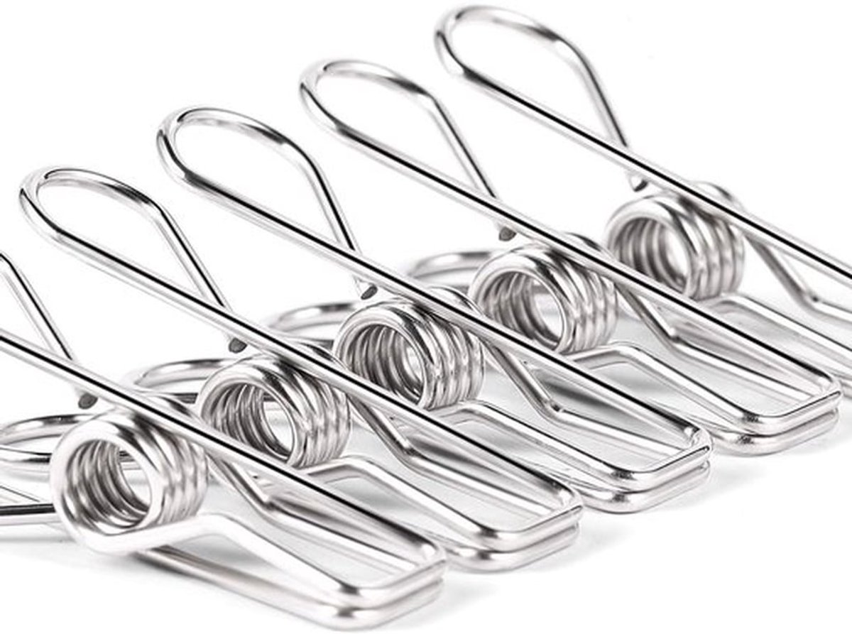 20x Extra Sterke RVS Wasknijpers- Weerbestendig roestvrij staal - Geschikt voor dikke dekens - Buitengebruik - Zilver