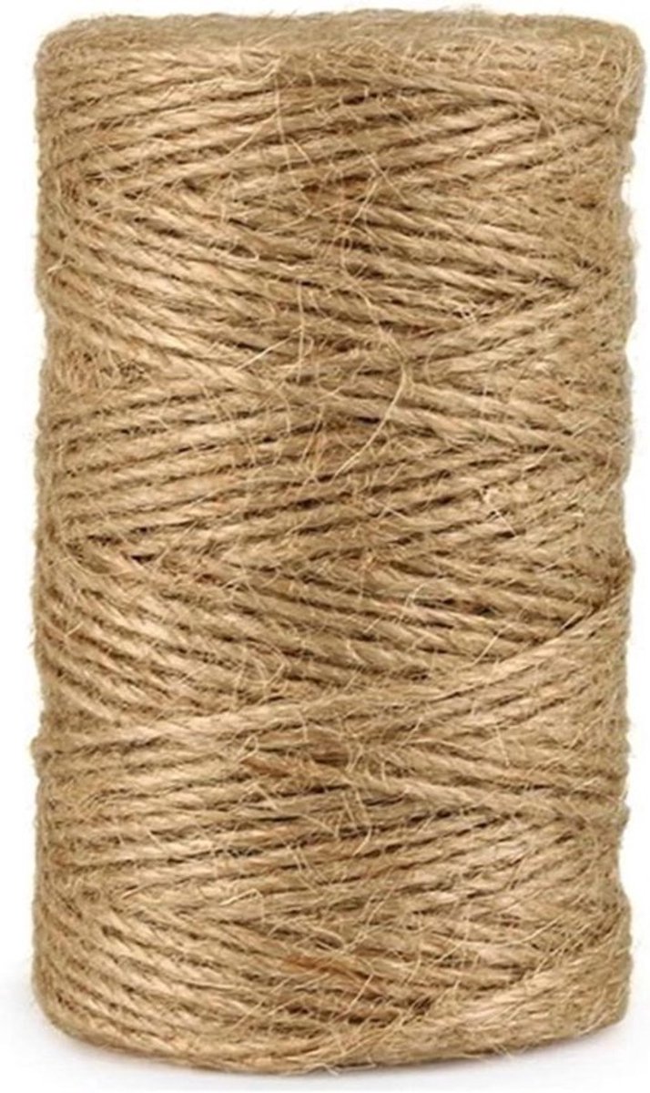 100 meter jute lint op rol - natuurlijk knutselkoord - decoratief koord voor huishouden en tuin - doe-het-zelf knutselen - Ø 3 mm
