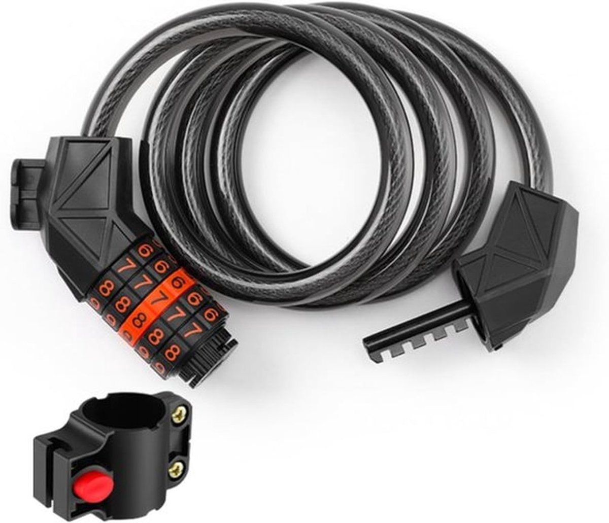 Fietsslot met cijferslot - 120 cm - Kettingslot fiets - Kabelslot Fiets - Code Kabelslot - Met vaste beugel - Fiets Accessoires - Diefstalbeveiliging Veilig Sterk