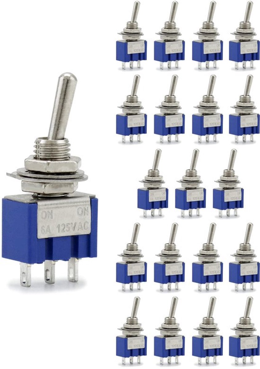 ® 20 Pcs SPST Mini Tuimelschakelaar AC 125V 6A ON-ON 3 Pins 2 Posities voor Boot Voertuig Dashboard (donkerblauw)