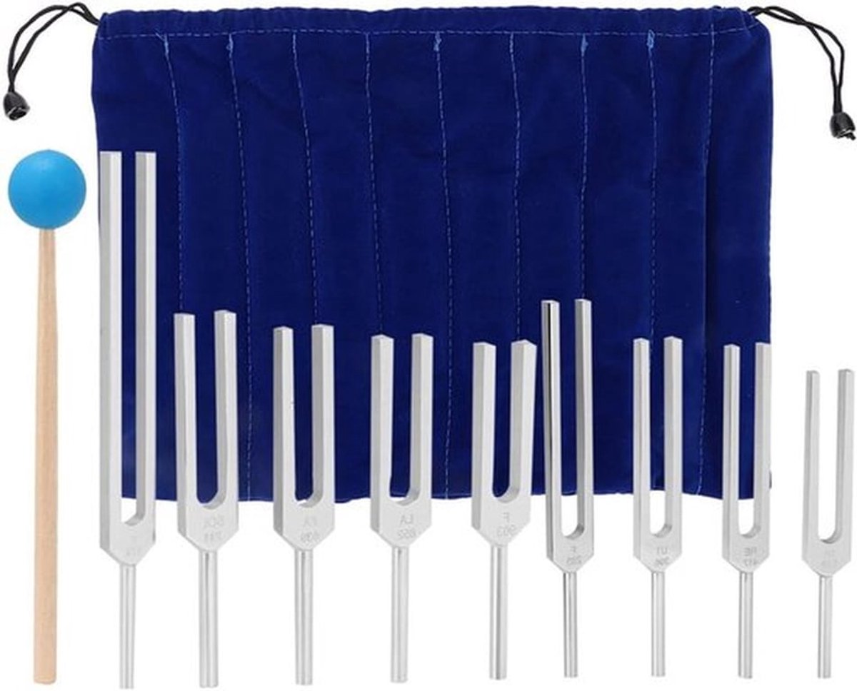 9-delige Stemvorkset - Stemvork 174/285/396/417/528/639/741/852/963Hz - Geluidsgenezingstherapie Hulpmiddel - Hartchakra - Perfect muziekinstrument voor stemapparaten