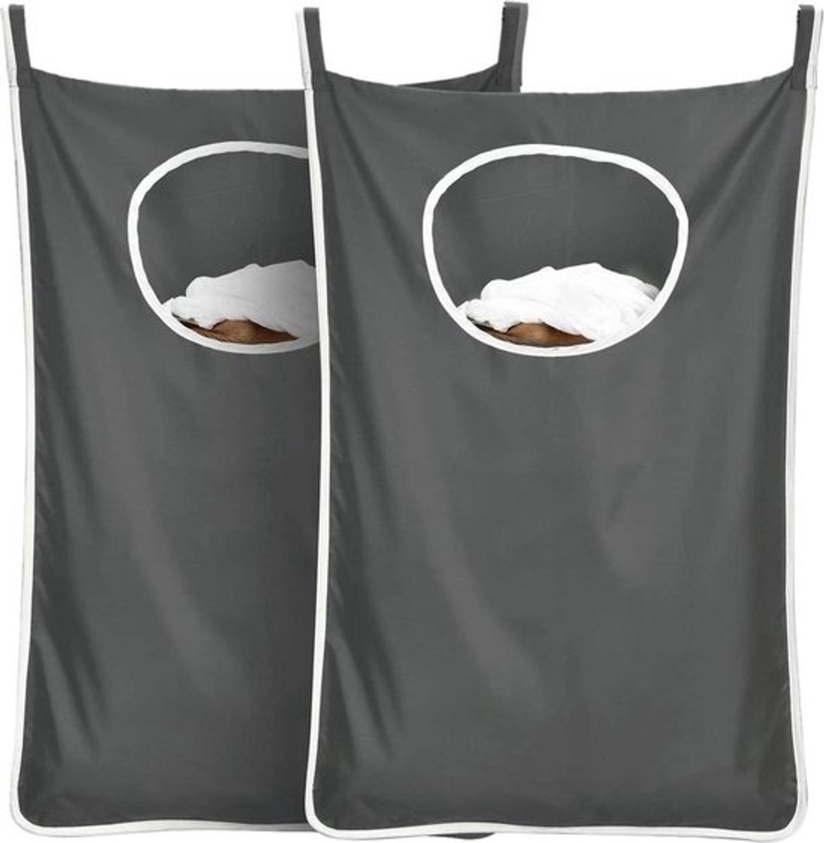 Wasmand Hangend - 2 Stuks - Zwart - 120 Liter - Hangende Opvouwbare Waszak