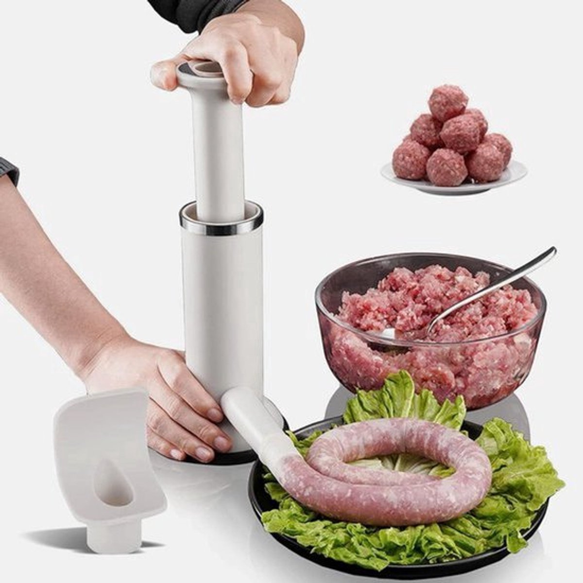 - Worstvuller Handmatige Worstmachine voor Huishouden Restaurant Bar Camping- Handgemaakte Worstjes Gehaktballetjes Maker - Worstvuller voor Thuis- Gehaktballen en Worstmachine - Handmatige Worstvuller voor Huishouden