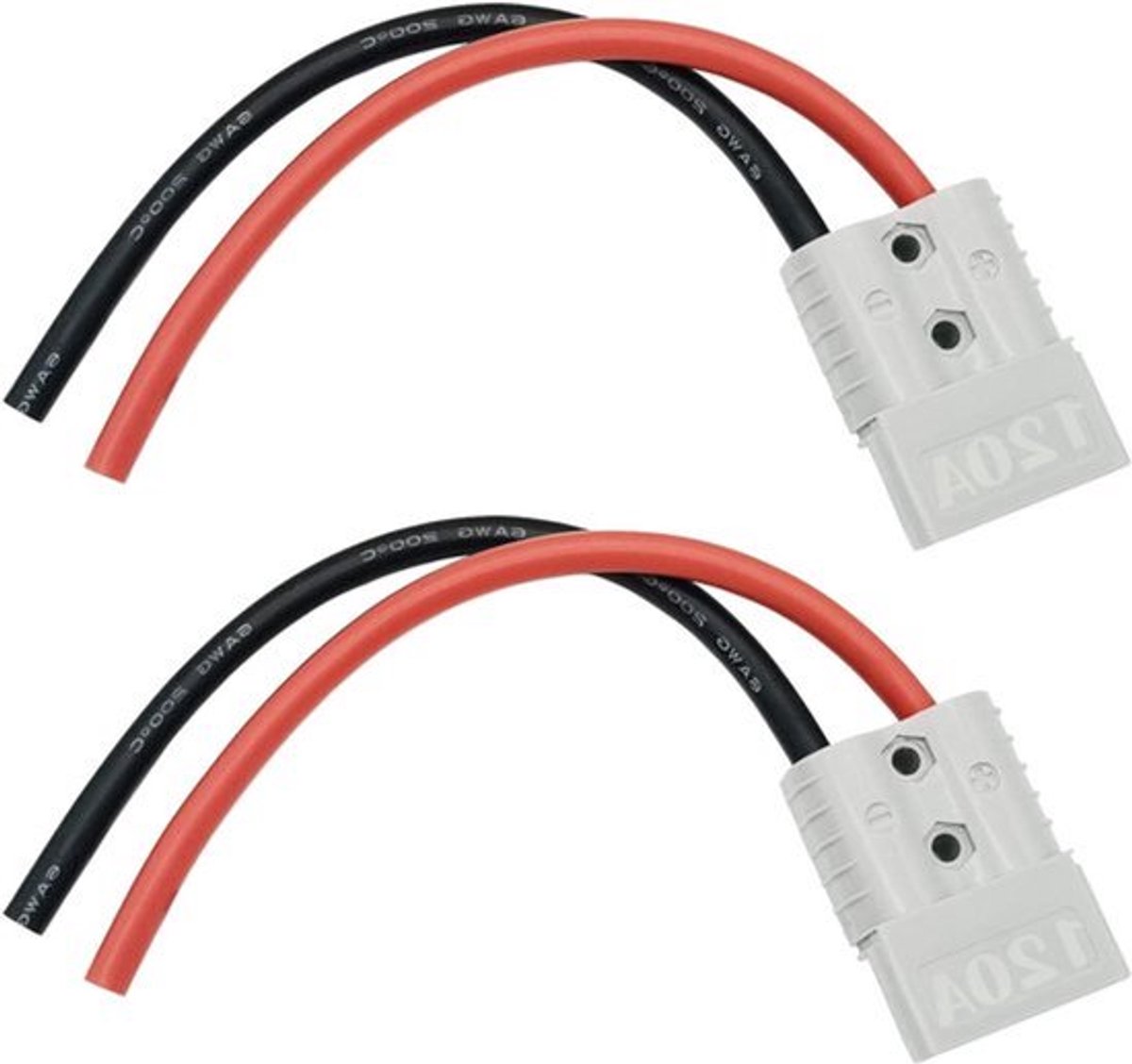 Snelkoppeling Batterijstekker 120 A 600 V - 2 Sets met 6 AWG Batterijkabel - Grijs