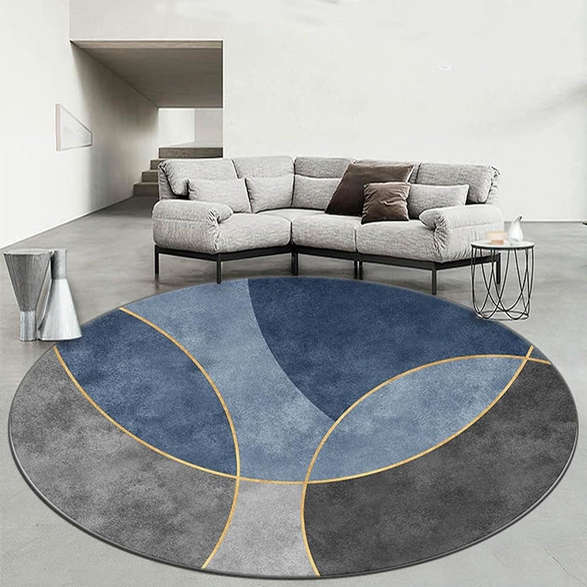 Rond Vloerkleed - Decoratief Tapijt - Interieur Decoratie - Laagpolig Wasbaar - Diameter 1