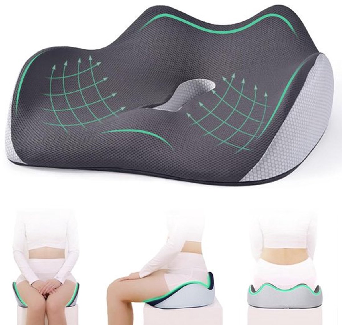 Orthopedisch Stuitbeenkussen - Comfortabel Zitkussen voor Rugpijn - 1 stuk - Traagschuim