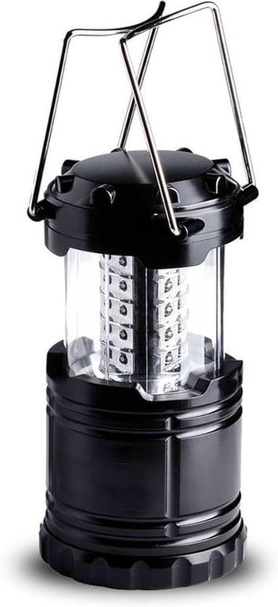 Kampeerlamp - LED-kamplamp - Op batterijen - Opvouwbare lamp - 30 LED- Draagbare noodverlichting voor buiten - Zwart