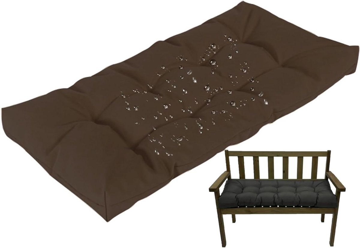 Tuinbank Kussen - Schommel Zitkussen - Buiten Zitten - Antislip Riemen - 150 x 60 cm - Koffie