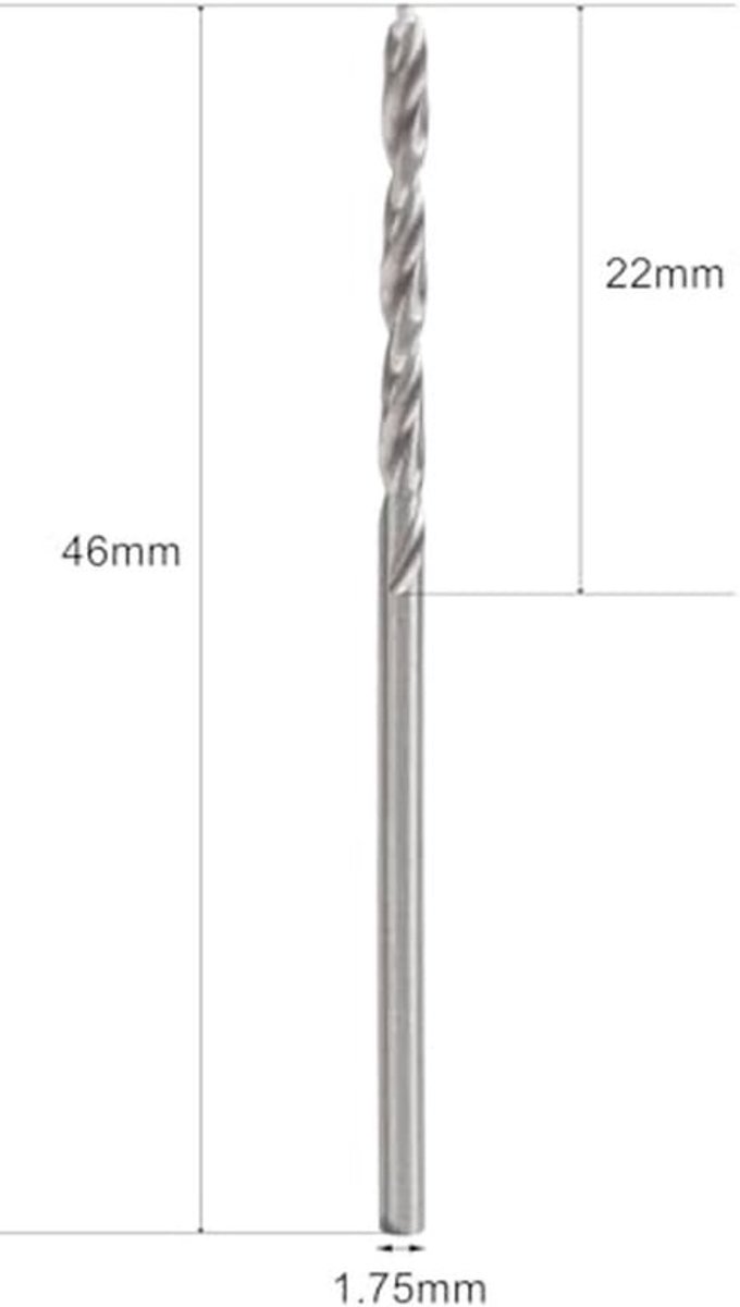 Foret 1.75mm, 1.75mm Boor 10 stuks Boor Tap Combinatie Boor Tap Bit Set Twist Boor Kleine Rechte Schacht Parels Boor Gereedschap Hardware 1.75mm 1.75mm
