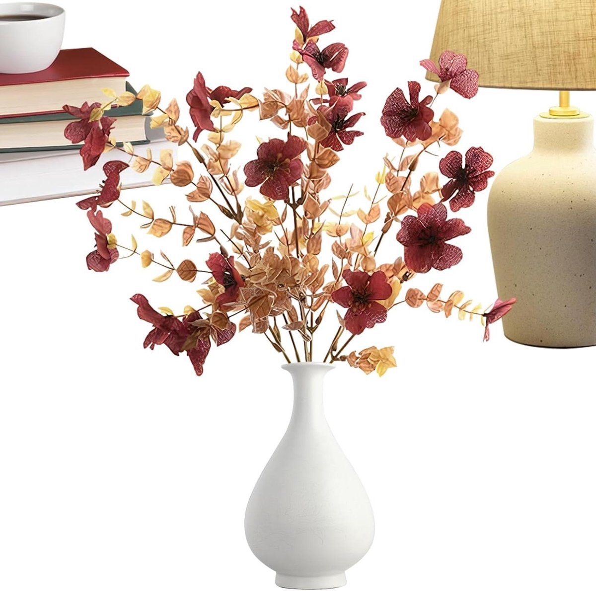 Gedroogde Bloemen - Droogboeketten Decoratie - Huis Sfeervol Maken - Realistische Zijden Uitvoering - 31 x 16 cm - Stijl B