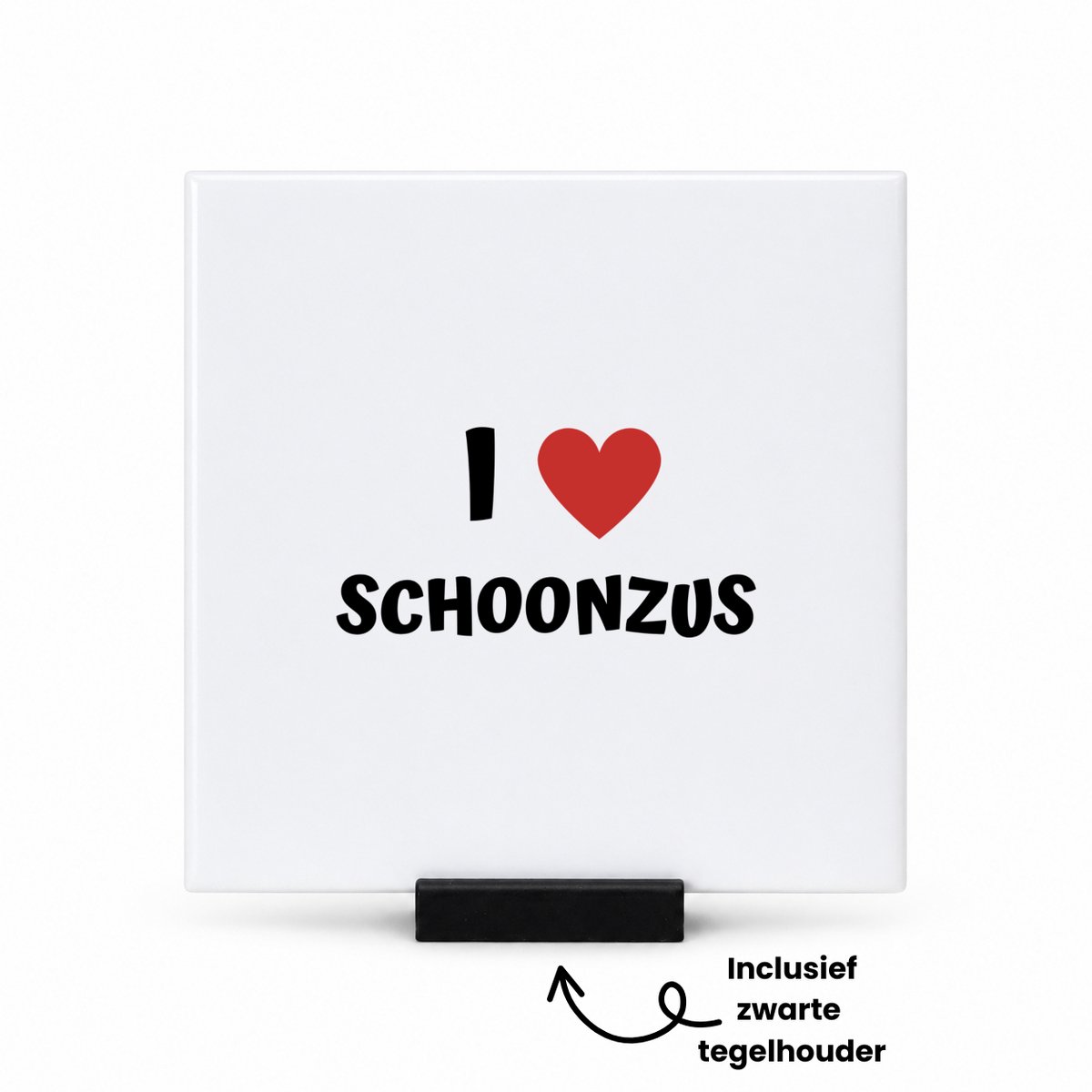 Hacebo I love schoonzus tegeltje met tegelhouder - Zus - de liefste schoonzus - tegeltjes met tekst - verjaardag - cadeautje voor zus - zus artikelen - kado - geschenk - spreuktegels - 10.8x10.8 CM Wit