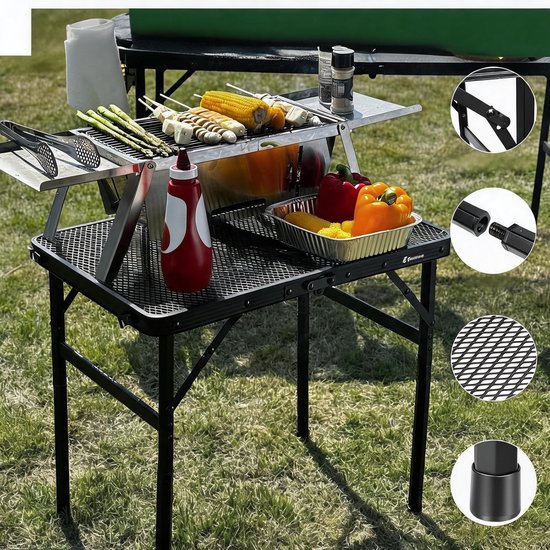 Inklapbare Tafel - Campingtafel - 60x40 cm - 2 Hoogtes - Vouwtafel Buiten - Lichtgewicht - Picknicktafel Kinderen - Voor Kamperen en Vissen — afbeelding 2
