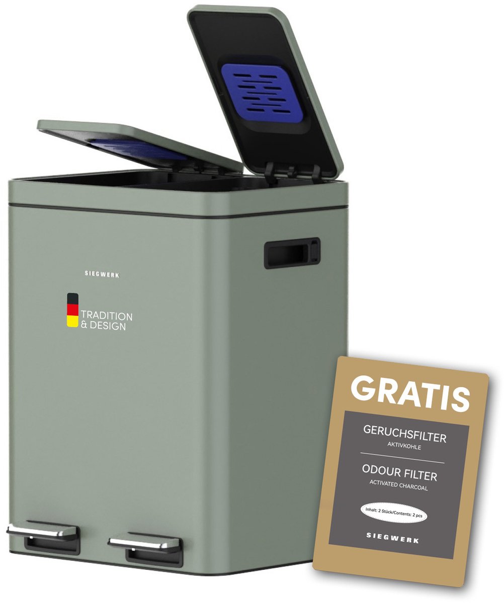 Prullenbak KOLEKTO 2x18L Sage harmony - mat Groen