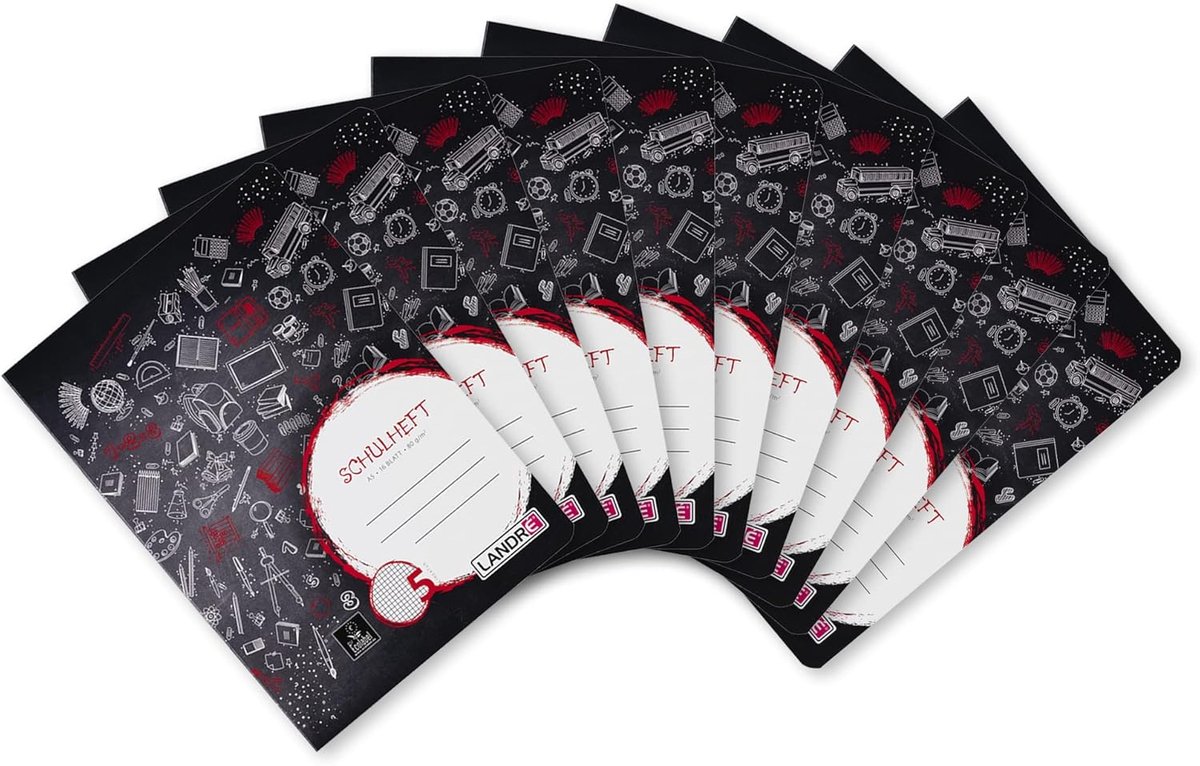 SnelShoppen - A5 School Notebook - 16 Vellen, Gelijnd en Gecheckt, 80g/m² Papier, Ideaal voor School, Notities, Huishoudelijk Gebruik, 10 Stuks