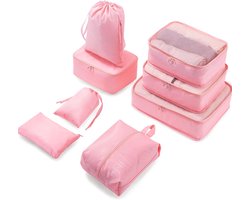 SnelShoppen - Meowoo Packing Cubes 8-Piece Set - Koffer Organizers voor Vakantie, Reis, Camping, Roze - Inclusief Kleding, Schoenen, Ondergoed, Access